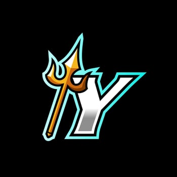Initial Y Gold Trident vector