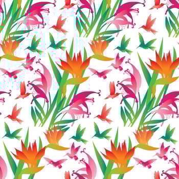 tropical exotic flower seamless pattern on white background. vector illustration.