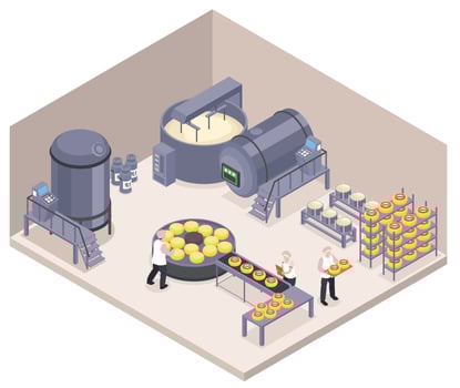 Isometric Cheese Production Composition vector