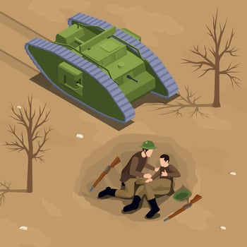 WWI Battle Scene vector