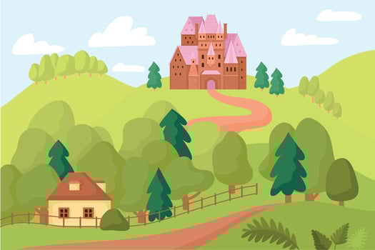 Medieval Kingdom Landscape Composition vector