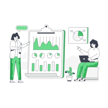 Flat vector illustration of analysis report