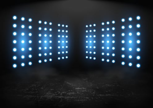 Abstract futuristic blue spotlight background, empty room, vector illustration.