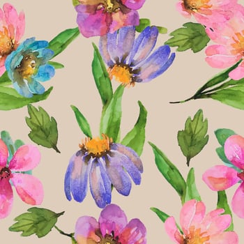 watercolor flower seamless pattern vector