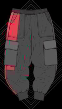 Men Cargo Pants Vector, Men Cargo Pants in a color block style, vector Illustration.