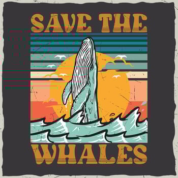 Whale shark typography quote retro vintage illustration vector tshirt design
