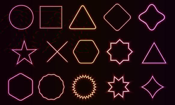 Set of neon light frames vector