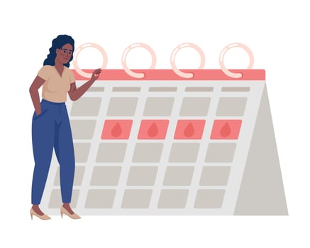 Happy woman with regular periods semi flat color vector character