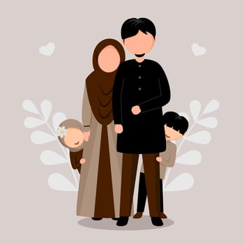 Muslim family illustration vector
