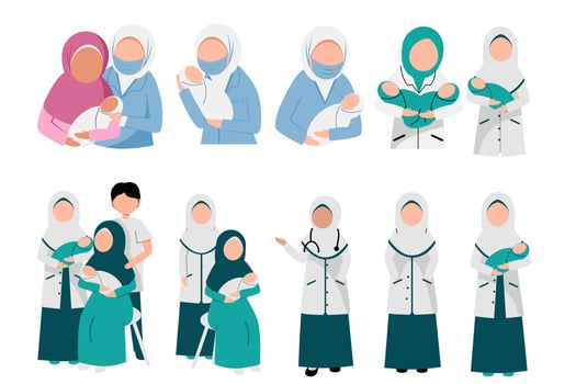 Set of muslim midwife vector