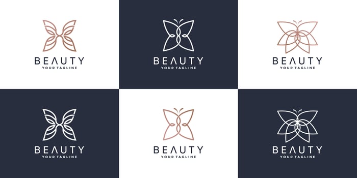 Beauty logo bundle with butterfly concept Premium Vector