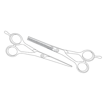 Scissors drawing. The illustration is linear. Barber tools. vector