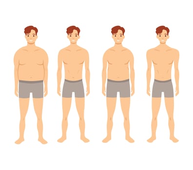 Human body shapes. Male figures types set. Vector illustration