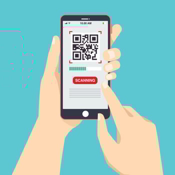 Scan QR code to Mobile Phone. Electronic , digital technology, barcode. Vector illustration.