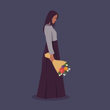 Sad crying lonely young broken heart woman sitting on floor. Depressed unhappy girl. Female character in depression, sorrow, sadness. Mental disorder or illness. vector