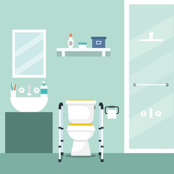 Vector illustration. Flat design. Bathroom with furniture. Bathroom interior. with toilet holder