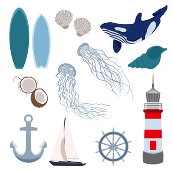 Set of seamless object. Sea animals. vector