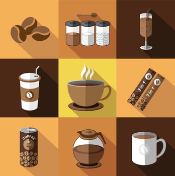 Illustration of the coffee sign icons set vector
