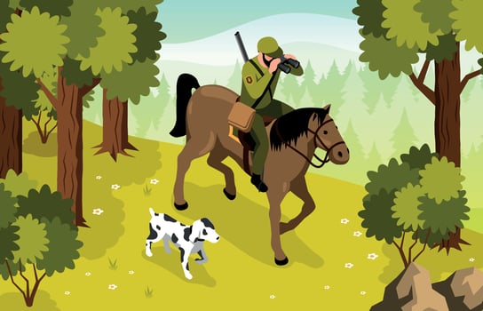 Isometric Forester Horizontal Illustration vector