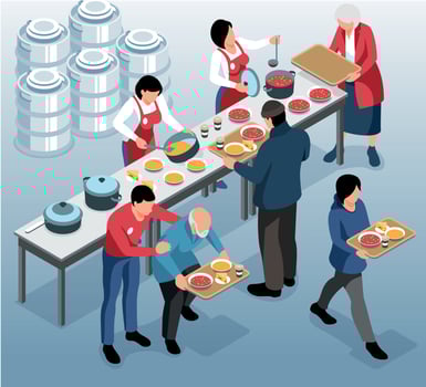 Volunteering Isometric Composition vector