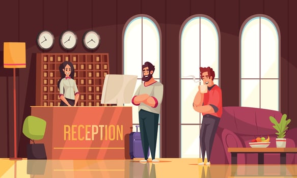 Hotel Reception Flat Background vector