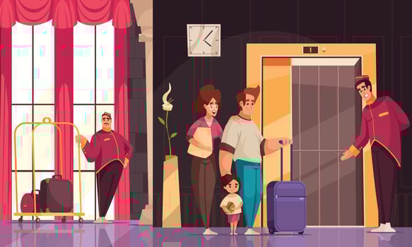 Hotel Lobby Flat Background vector