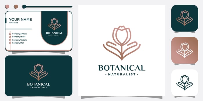Botanical logo with creative flower concept Premium Vector