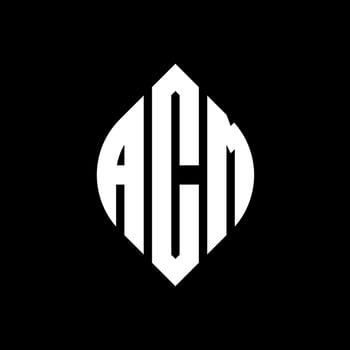 ACM circle letter logo design with circle and ellipse shape. ACM ellipse letters with typographic style. The three initials form a circle logo. ACM Circle Emblem Abstract Monogram Letter Mark Vector. vector