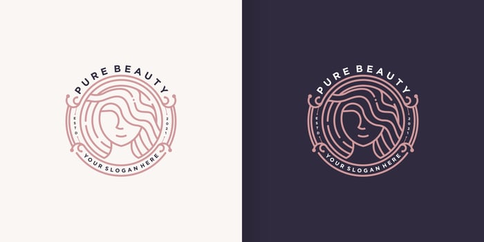 Woman beauty logo with creative line art style Premium Vector part 1