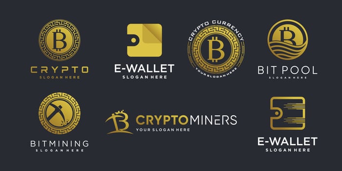 Crypto logo collection with modern creative element Premium Vector