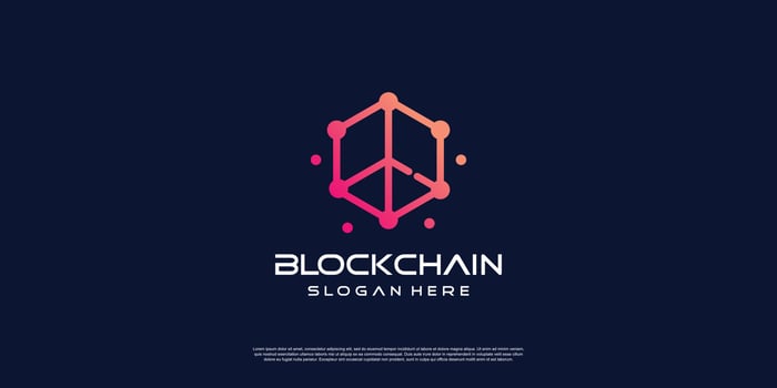 blockchain logo with creative concept Premium Vector