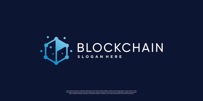 blockchain logo abstract with creative cube concept Premium Vector