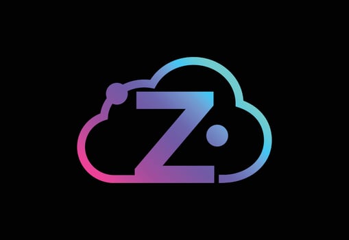 Initial Z monogram letter with the cloud. Cloud computing service logo. Cloud technology logo vector