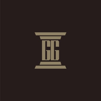 GG monogram initial logo for lawfirm with pillar design vector
