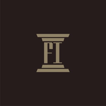 FI monogram initial logo for lawfirm with pillar design vector