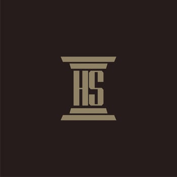 HS monogram initial logo for lawfirm with pillar design vector