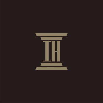 IH monogram initial logo for lawfirm with pillar design vector