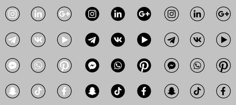 Black and White Social Media Icons vector