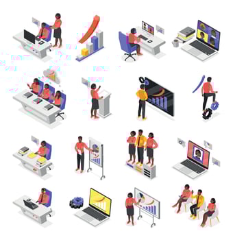Business Training Isometric Set vector