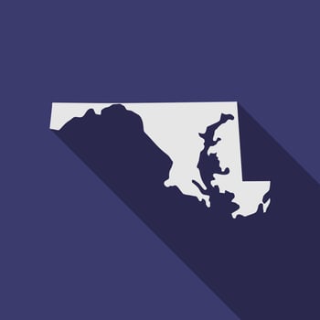 Maryland state map with long shadow vector