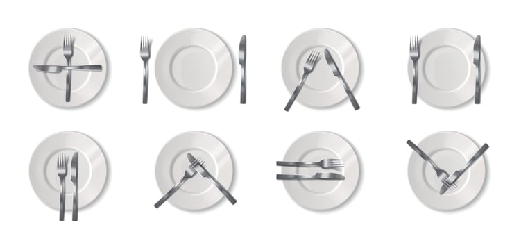 Realistic Dining Etiquette Set vector
