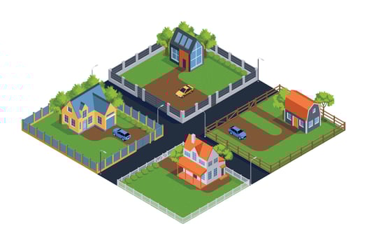 Isometric Suburban Village vector