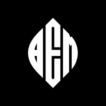 BEM circle letter logo design with circle and ellipse shape. BEM ellipse letters with typographic style. The three initials form a circle logo. BEM Circle Emblem Abstract Monogram Letter Mark Vector. vector
