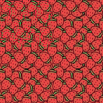 Seamless strawberry pattern. Doodle vector with strawberry icons. Vintage strawberry pattern
