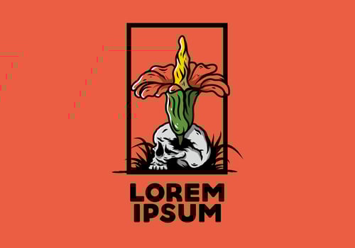 Corpse flower growing on the skull illustration vector
