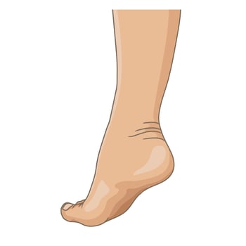 Female legs barefoot, side view. Vector illustration, hand drawn cartoon style isolated on white.