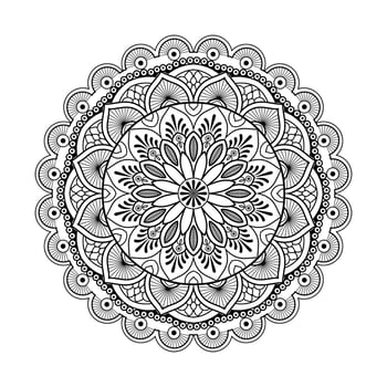 Floral mandala design with ethnic style black and white line art vector