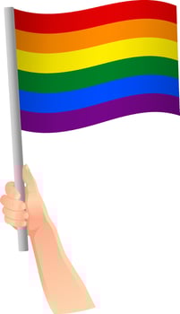 lgbt flag in hand icon vector