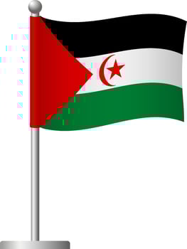 Sahrawi Arab Democratic Republic flag on pole icon vector