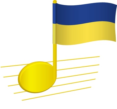 Ukraine flag and musical note vector